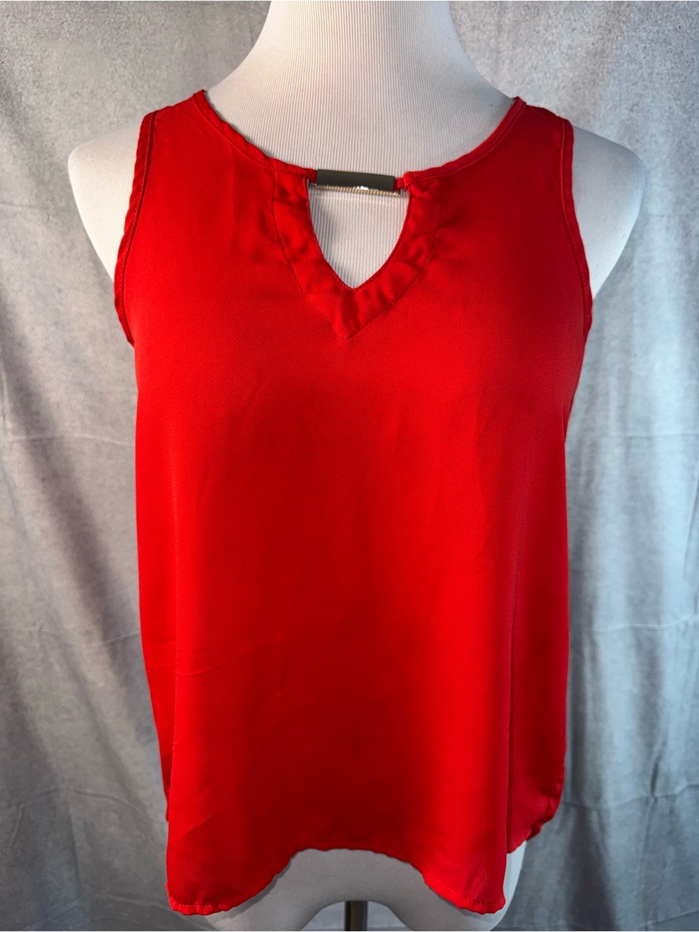 2279-Speed Limit MPH Sleeveless Red V-Notch Camisole with Bar Detail